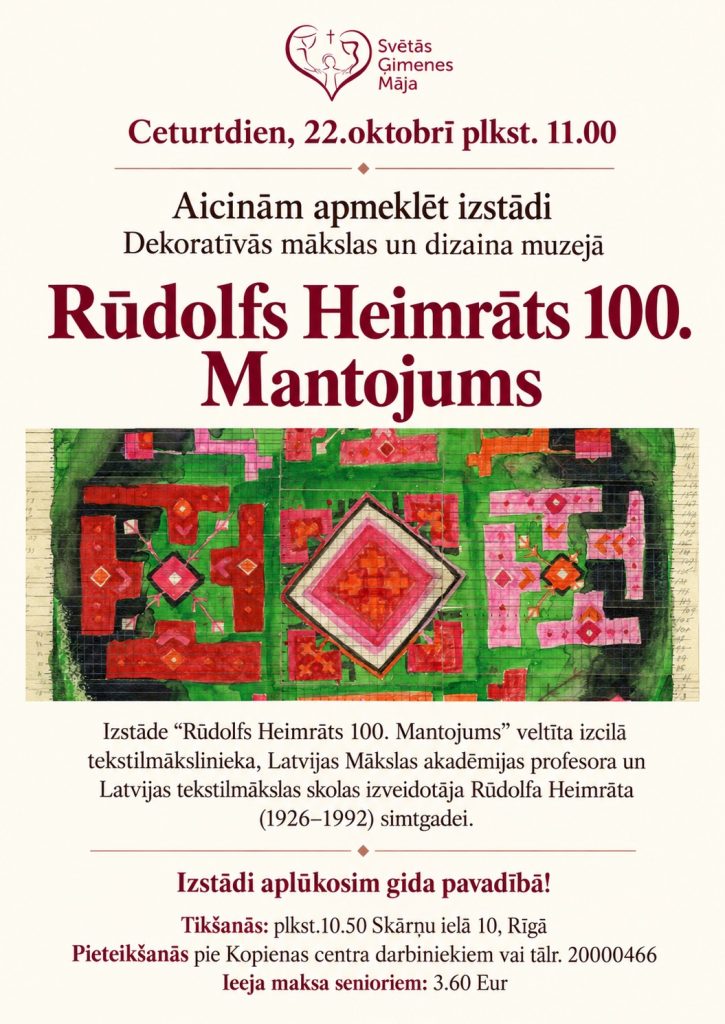 Aicinām apmeklēt izstādi  Dekoratīvās mākslas un dizaina muzejā Rūdolfs Heimrāts 100. Mantojums